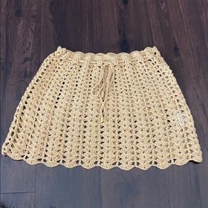 Melissa odabash gold knit skirt coverup